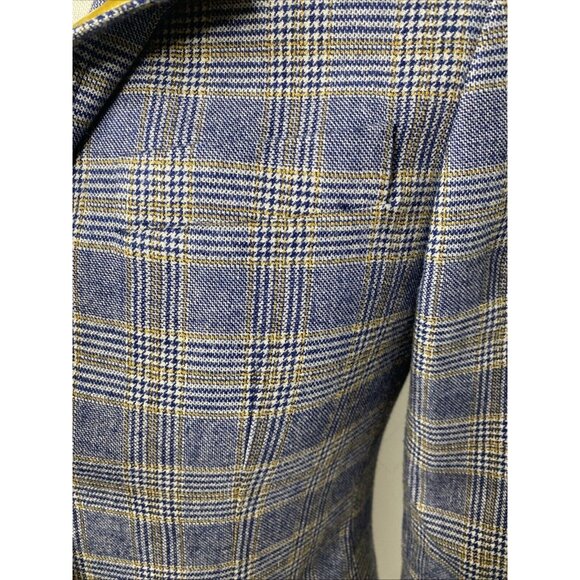 The GiGi Wool Blazer Jacket Plaid Blue Gold Velvet Collar Mens EU 40 US 30 Italy - Picture 6 of 12
